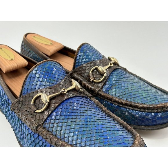Gucci horsebit Green & Blue Phyton Leather Size 44.5 - Picture 4 of 12